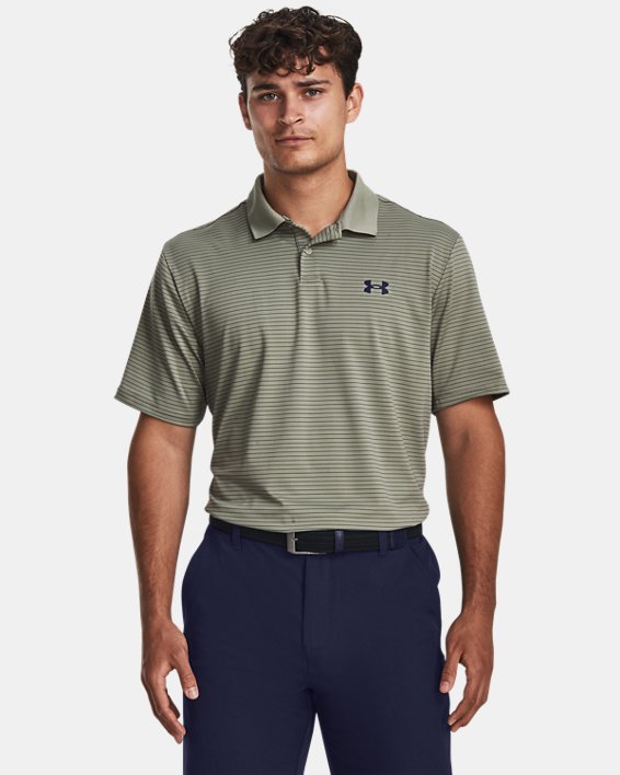 เสื้อโปโล UA Performance 3.0 Stripe สำหรับผู้ชาย in Green image number 0